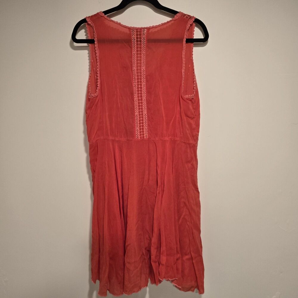 Johnny Was Dress Large Coral Embroidered Sleeveless Lace Swing V Neck READ - Picture 6 of 10